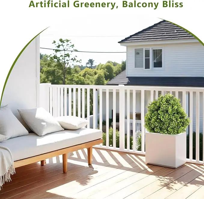 27“ Realistic Artificial Boxwood Topiary Trees Set of 2, Faux Boxwood Plants Outdoor UV-Resistant, No Maintenance Curb Appeal Fake Evergreen Bushes & Shrubs for Front Porch Outside Planter Decor by GreenHaven Gardens