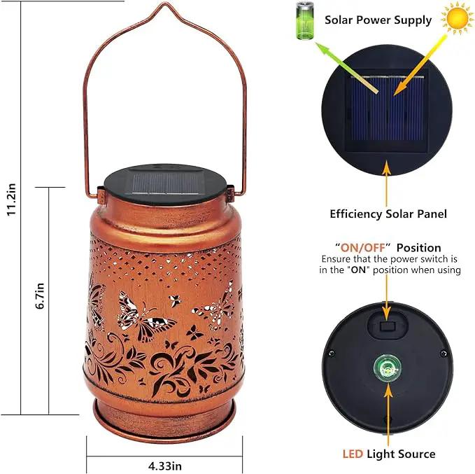 Solar Lanterns Outdoor Waterproof Butterfly Garden Decor Birthday Gifts for Women Mom Grandma, Hanging Solar Lights Metal Lantern Decoration Outside for Yard, Patio, Backyard, Porch by GreenHaven Gardens