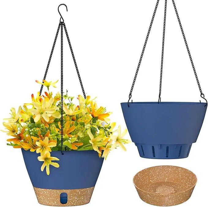 ZMTECH Hanging Planters for Indoor Plants Set of 2 Self Watering Hanging Pots Hanging Baskets Hanging Flower Pots for Outdoor Hanging Plants(10 Inch, Blue) by GreenHaven Gardens