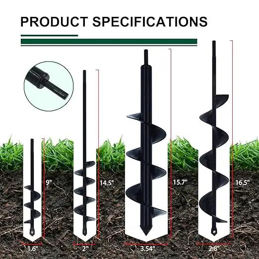 4 Pack Garden Ground Earth Spiral Drill Bit for 3/8" Hex Drive Drill, Auger Drill Bits for Bulbs Planting, Hole Digger Flowers,Bedding Digging Plant Rapid Planter Tool by GreenHaven Gardens