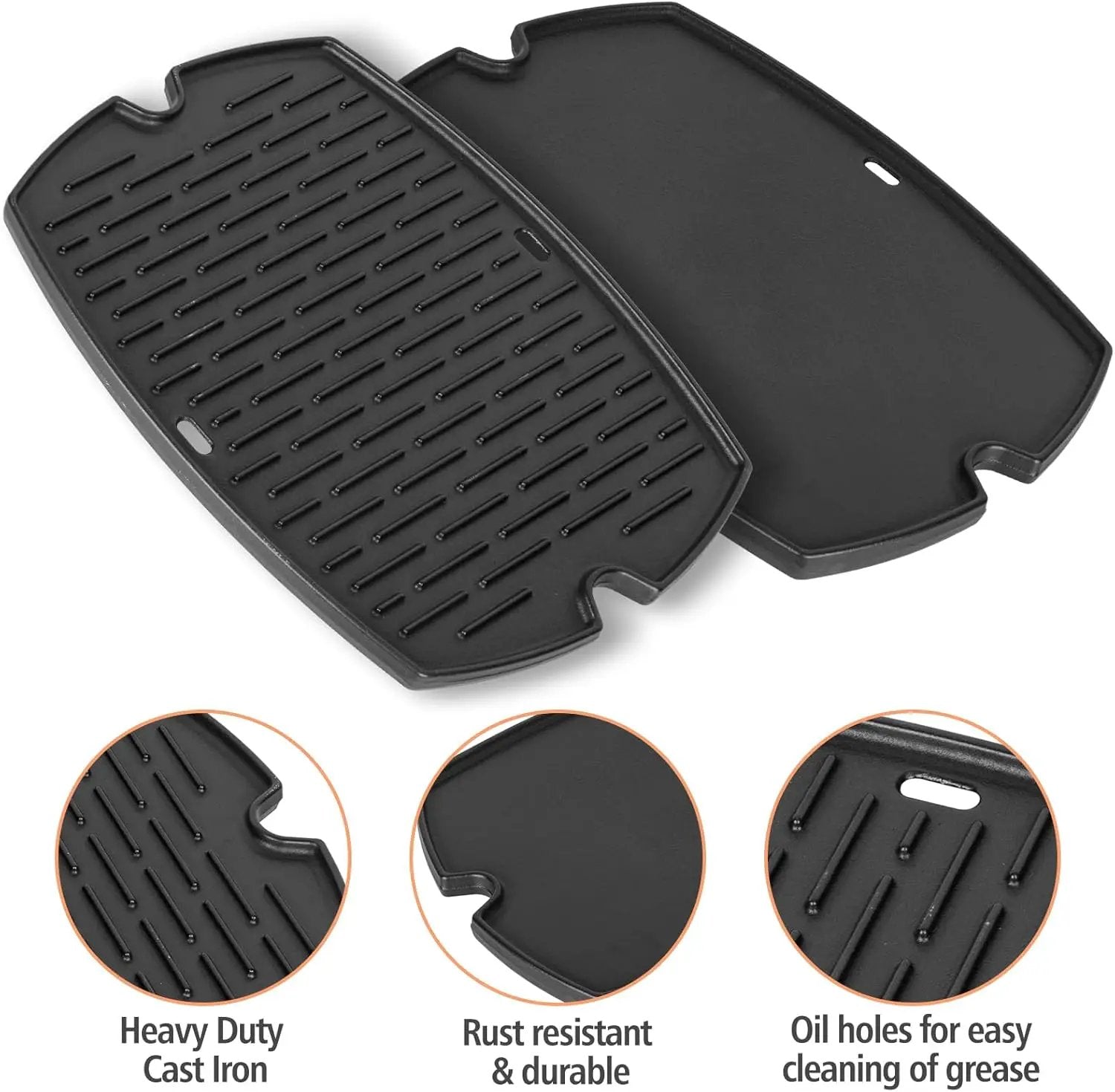 AJinTeby 7583 Cast Iron Griddle for Weber Q2000 Series, for Weber Q200 Q220 Q240 Q2000 Q2200 Q2400 Q2800 Gas Grills Accessories, Replaces for Webber 7645, for Webber Q2200 Grill Parts by GreenHaven Gardens