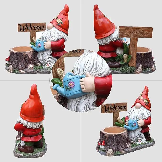 Garden Gnome Statues Large Planter - Outdoor Gnome Statues with Planter Pot Yard Welcome Decorations Outdoor Gnomes Planter Clearance Sculptures Decor for Lawn Ornament 25 inch, Red Hat by GreenHaven Gardens