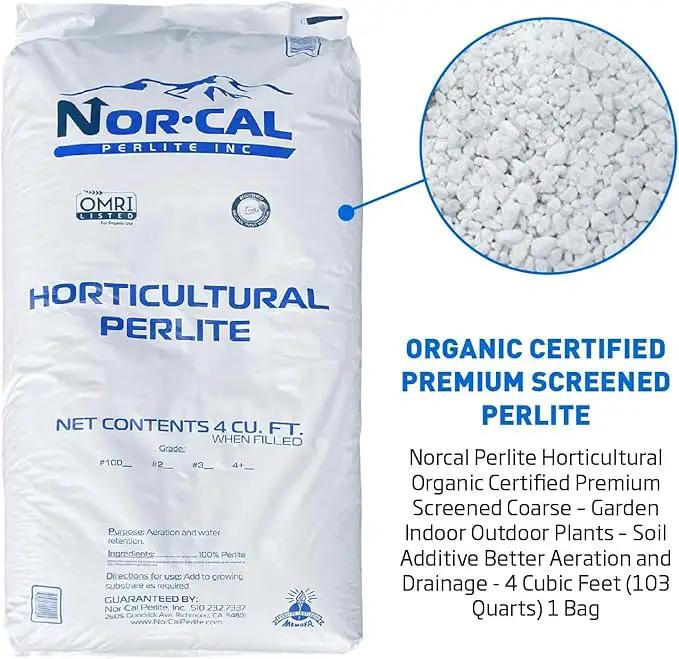 Norcal Perlite Horticultural Organic Certified Premium Screened Coarse – Garden Indoor Outdoor Plants – Soil Additive Better Aeration and Drainage - 4 Cubic Feet (103 Quarts) 1 Bag