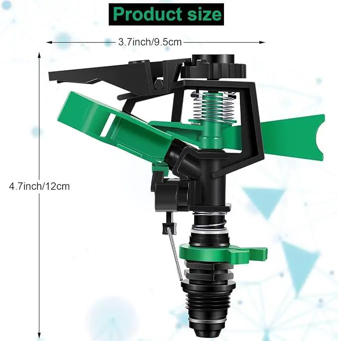 1/2 Inch Plastic Impact Sprinklers Adjustable 0 Degree to 360 Degree Pattern Plastic Sprinkler Head for Garden Watering Supplies (2 Pieces) by GreenHaven Gardens