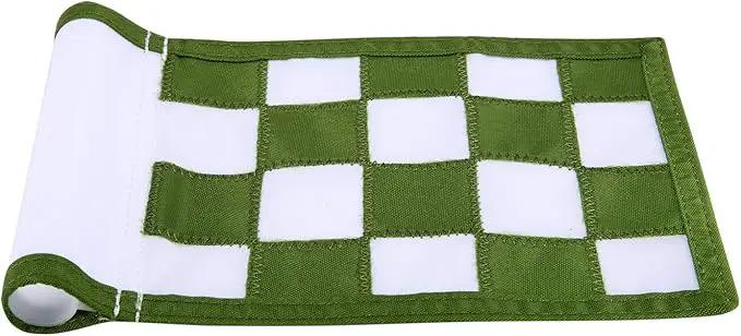 Golf Flag,Green Golf Flags,Solid Nylon and Checkered Training Golf Putting Green Flags, Indoor Outdoor Backyard Garden Portable Golf Target Flags,8.7inch*6inch (White-Green) by GreenHaven Gardens