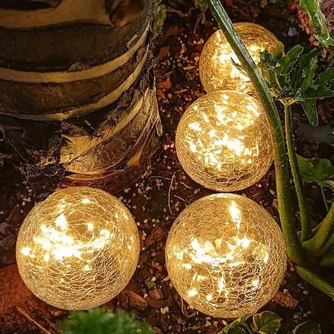 TOMEX Solar Garden Lights, Cracked Glass Ball Waterproof Warm White LED for Outdoor Decor Decorations Pathway Patio Yard Lawn, 1Pack (4.7") by GreenHaven Gardens
