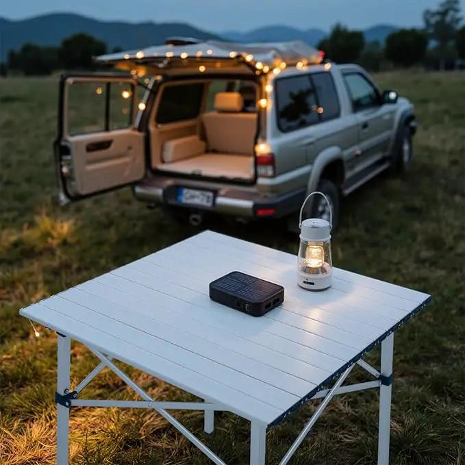 Athena Collection Foldable Camping Table, 28" Small Aluminum Outdoor Folding Camp Table with Roll Up Tabletop and Carry Bag, Lightweight and Portable for Outdoor Camping Picnic Grilling, Silver by GreenHaven Gardens
