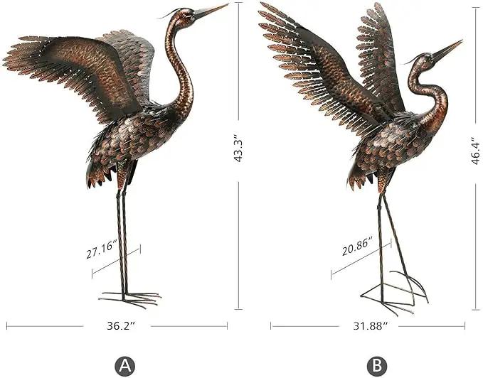 chisheen Garden Statue Outdoor Metal Heron Crane Yard Art Sculpture for Lawn Patio Backyard Decoration,46 inch (2-Pack) by GreenHaven Gardens