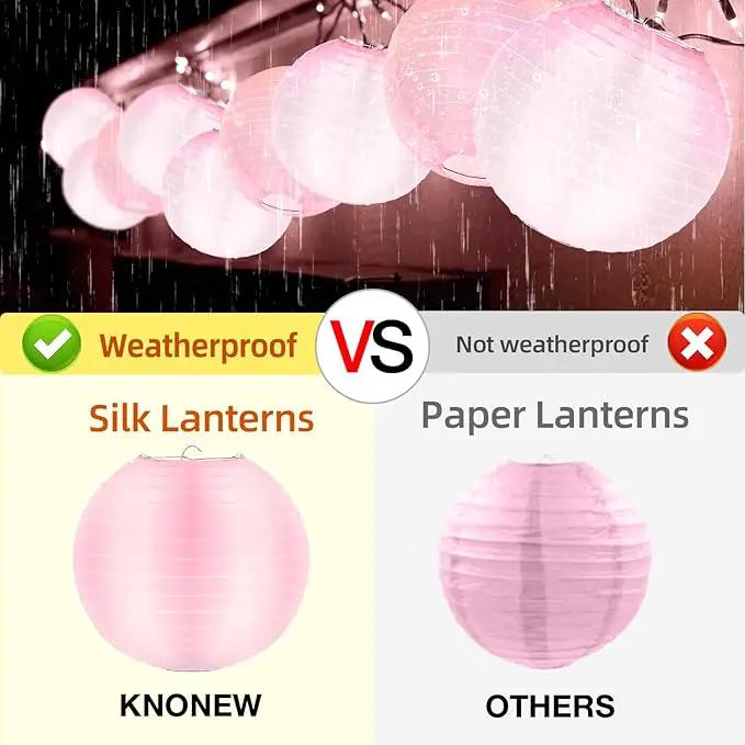 KNONEW 10 Pack Outdoor Silk Lanterns Decorative, 10inch Waterprooof Outside Indoor Chinese Hanging Round Lanterns for Weddings, Birthdays, Parties Decoration (Pink) by GreenHaven Gardens