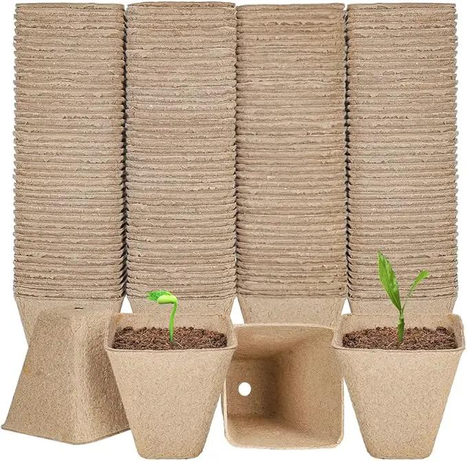 126 Packs Square Peat Pots, 3.15 Inch Seed Starting Pots with Drainage Holes Square Nursery Pot,Biodegradable Eco-Friendly Round Plant Seed Starter Peat Germination Seedling Trays by GreenHaven Gardens