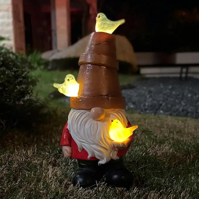 Solar Garden Gnome Figurine, Cute Resin Gnome Sculpture, Garden Gnome Statues Outdoor Decor, Funny Gnome Gift Sculpture Decoration for Home Patio Yard Lawn Porch Ornament by GreenHaven Gardens