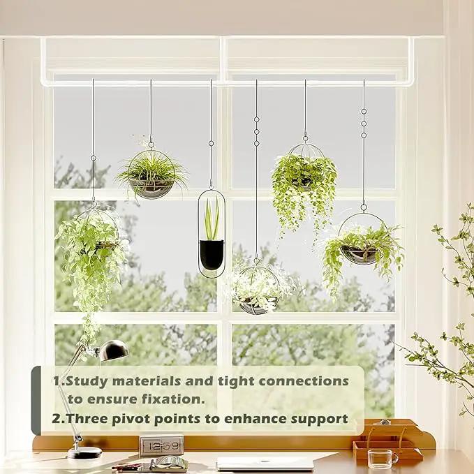 Plant Hanger Indoor with 6 Hanging Chains Hanging Planters for Indoor Plants Hanging Plant Holder Window Plant Shelves White Metal Rod(Pot not Included by GreenHaven Gardens