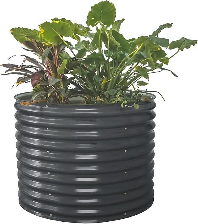 Vego garden 32" Tall 42" Round Raised Garden Bed Raised Bed Planter Box for Vegetables Flowers Patio-Modern Gray by GreenHaven Gardens