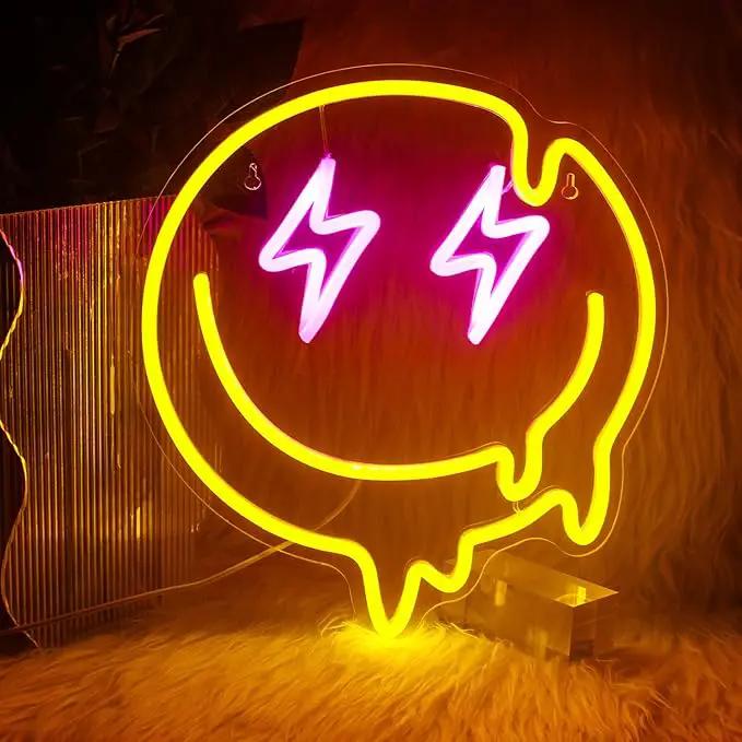 LED Smile Faces Neon Light Signs USB Powered for Wall Bedroom Kids Room Holiday Party Decoration Gifts (Yellow) by GreenHaven Gardens