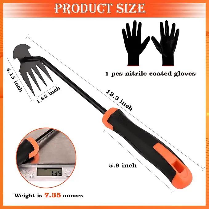 Weed Removal Tool, Portable Garden Weeder Tool，2024 New Manganese Steel Weed Puller Tool with Rubber Handle for Vegetable Gardening Garden Yard Farm Farm Planting & Uprooting Weeding Tool (Black) by GreenHaven Gardens