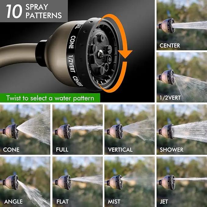 RESTMO Watering Wand Heavy Duty, Metal Garden Hose Wand with 10 Spray Patterns, 15-Inch Long Hose Nozzle Sprayer with Thumb Flow Control, Ideal to Water Hanging Baskets and Shrubs by GreenHaven Gardens