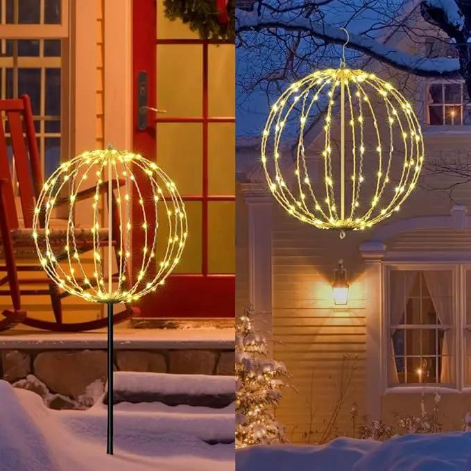 Lightshare 16IN 128LED Light Ball Yard Decoration Pathway Lights Sphere Light with Fold Flat Metal Frame Indoor Outdoor Waterproof Garden Lights, Plug in by GreenHaven Gardens