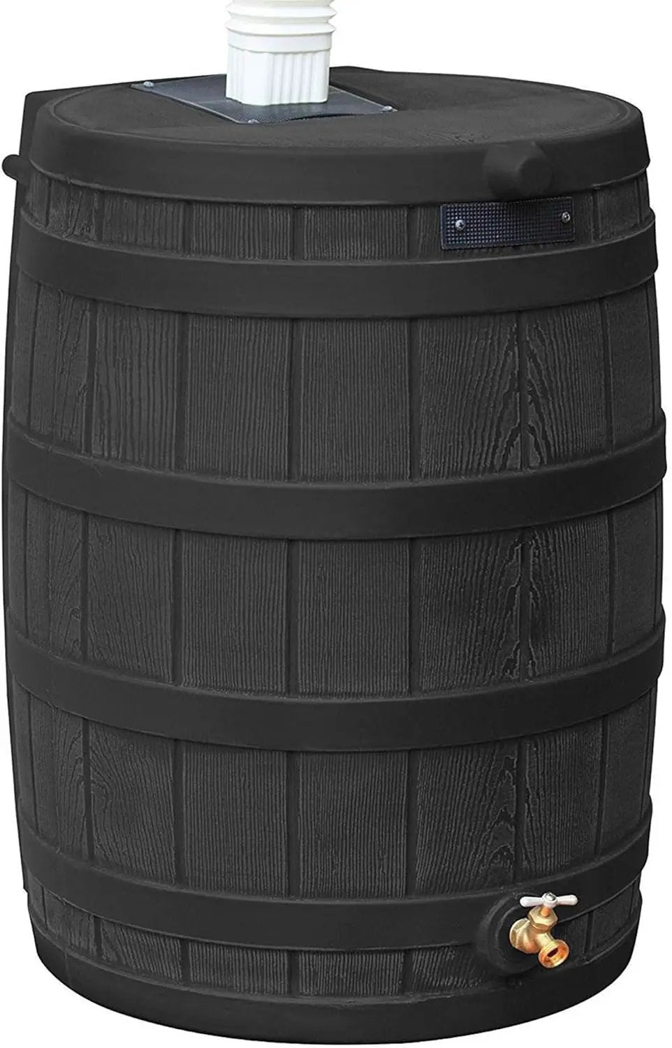 Good Ideas Rain Wizard 50 Gallon Plastic Outdoor Home Rain Barrel Water Storage Collector with Brass Spigot and Flat Back Design, Black (4 Pack) by GreenHaven Gardens