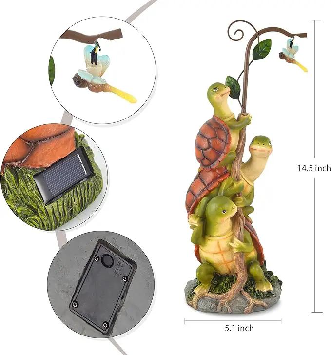 Turtle Figurine Garden Decor, Solar Turtle Outdoor Statue, Funny Turtle Gift Sculpture Decoration for Home Patio Yard Lawn Porch Ornament by GreenHaven Gardens