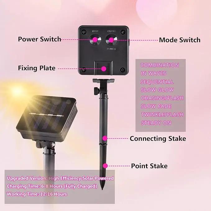 2 Pack 400 LED Solar Pink String Lights Valentine Decor, 8 Modes Solar String Lights for Outside, Waterproof and Solar Powered Outdoor Lights for Valentine Yard Garden Tree Wedding Party (Pink) by GreenHaven Gardens