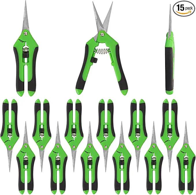 15 Pack 6.5 Inch Green Garden Pruning Scissors, Stainless Steel Blades Hand Pruner, Sharp Point Gardening Shears Cutter, A Must-have Gardening Pruning Shear, Supplies & Accessories by GreenHaven Gardens