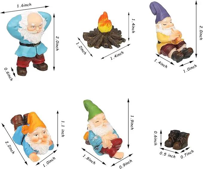 Jetec Gnomes Fairy Resin Statues Miniature Garden Accessories Mini Dwarf Figurine Fairy Miniature Ornament DIY Kit Micro Landscape Ornaments for Outdoor Indoor Patio Yard Lawn Garden (Fire Gnomes) by GreenHaven Gardens