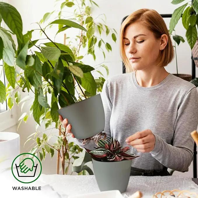 Planter Pots with Drainage Holes - Lightweight, Durable & Space-Saving Pots for Indoor and Outdoor - Versatile Functionality, Simple Modern Design, Set of 20 Plastic Planter Pots - Gray by GreenHaven Gardens