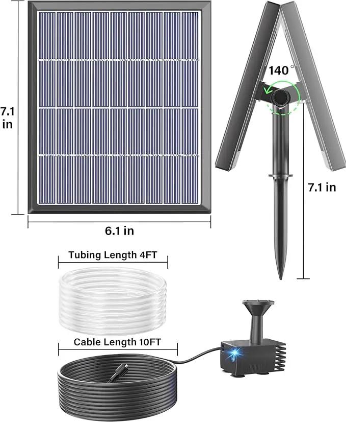 Biling Solar Fountain for Bird Bath with Water Pump Kit, 4.5 W 48 GPH Solar Water Pump with 4ft Tubing for Hummingbird Bath, Small Pond and Fish Tank by GreenHaven Gardens