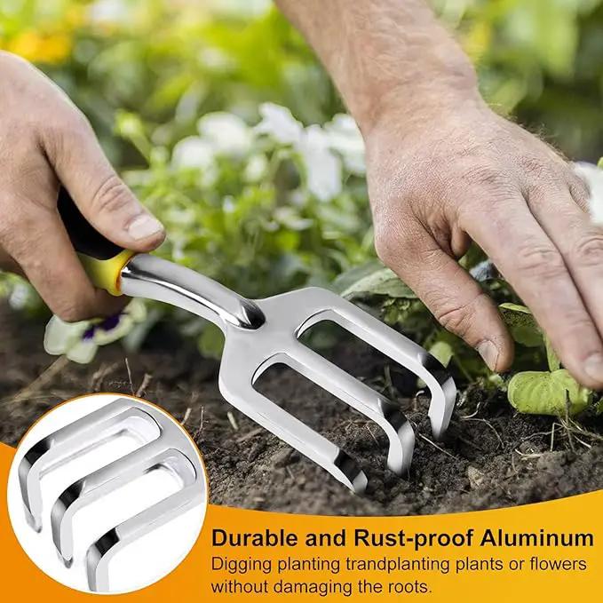 5 Pcs Gardening Tools Set with Heavy Duty Cast-Aluminium Heads and Non-Slip Rubber Grip, Including Transplanting Spade, Trowel, Cultivator, Pruner and Gardening Gloves, Great Gift for Woman by GreenHaven Gardens
