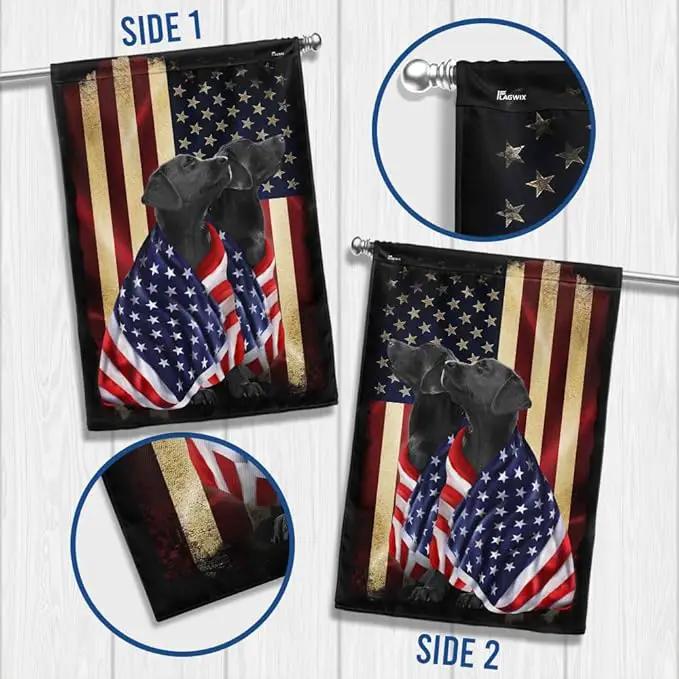 FLAGWIX Patriot American Dog Flag - Labrador Retriever Dogs Double Sided Flag - 4th of July Decorations for Home, Outside, Patriotic House Flag 30x40 Heavy Duty Canvas, Decorative Indoor Outdoor Flag by GreenHaven Gardens