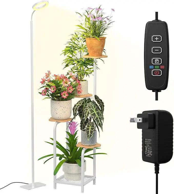 TOSKING 48" Tall Plant Stand Indoor with Full Spectrum LED Grow Lights & Timer – 5-Tier Corner Plant Shelf for Home, Office, Balcony (Grow Light 5 Tier-White) by GreenHaven Gardens