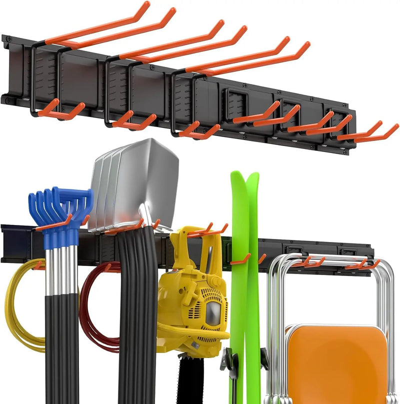 ELECROW Garage Storage Organizer, Wall Mount Rack with 6 Adjustable Hooks, 48 Inches Adjustable Garden Tool Organization, Heavy Duty for Garden and Yard Tool Storage by GreenHaven Gardens