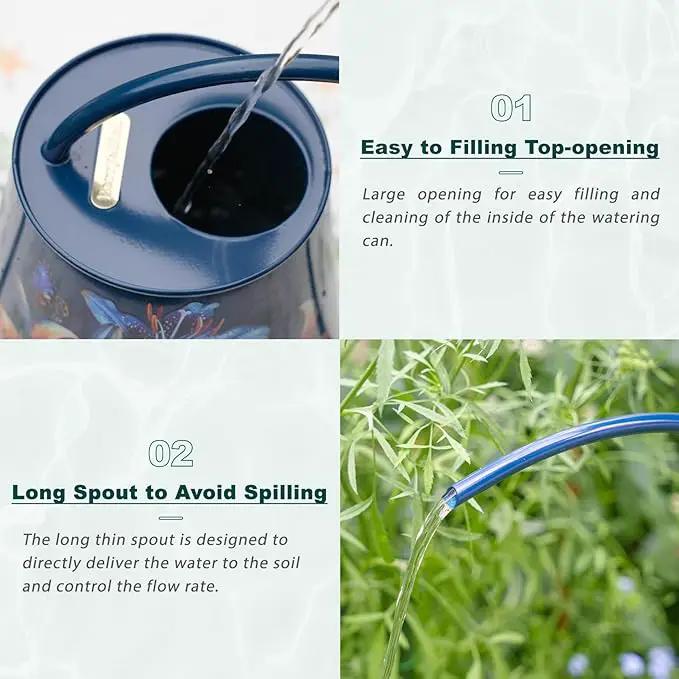 Berry&Bird House Plants Watering Can - Indoor&Outdoor 1/2 Gallon Stainless Steel Water Can with Long Spout Garden Decoration for Flower Bonsai Succulent Gardening Large Watwer Bottle (Lilium Brownii) by GreenHaven Gardens