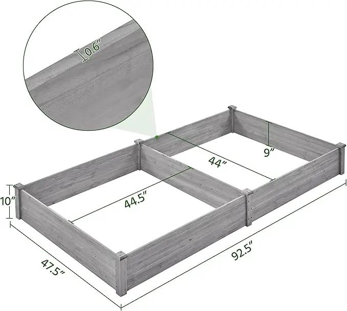 Yaheetech 8×4ft Wooden Horticulture Raised Garden Bed Divisible Elevated Planting Planter Box for Flowers/Vegetables/Herbs in Backyard/Patio Outdoor, 93 x 48 x 10in, Gray by GreenHaven Gardens