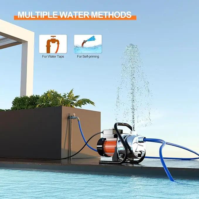 1.5 HP Portable Water Transfer Pump 1500 GPH Shallow Well Pump Garden Booster Sprinkler Pumps for Irrigation Lawn Farm Water Removal with Adapters, Orange by GreenHaven Gardens