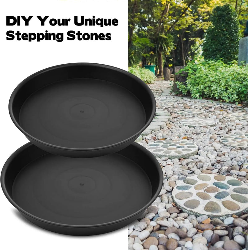2 Size Round Stepping Stone Molds, 6 Pcs 10''/ 11.2'' Reusable Concrete Mold for Garden Stepping Stones Large Tray for Concrete and Stained Glass for Garden Walk Way Black by GreenHaven Gardens