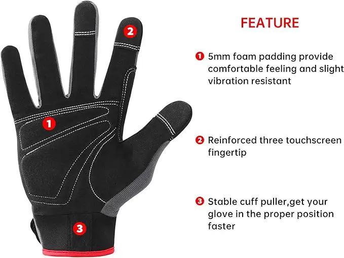 DULFINE Flex Grip Mechanic Work Gloves for Men,Black and Red Utility Safety Working Gloves Touch Screen,Excellent Grip,Ideal for Working on Cars and Outdoor Jobs(X-Large) by GreenHaven Gardens
