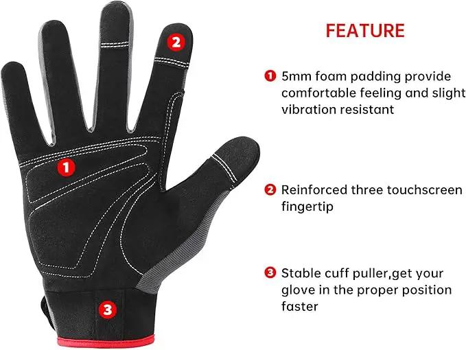 DULFINE Flex Grip Mechanic Work Gloves for Men,Black and Red Utility Safety Working Gloves Touch Screen,Excellent Grip,Ideal for Working on Cars and Outdoor Jobs(XX-Large) by GreenHaven Gardens