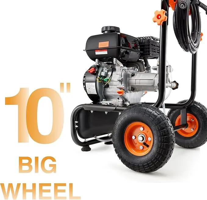 3500 PSI Gas Pressure Washer, 2.3 GPM Power Washer with 209CC Engine, Maintenance-Free Axial Cam Pump, 25FT Hose, 4 Nozzles for Driveways, Walls, Vehicles, Patio (Orange) by GreenHaven Gardens