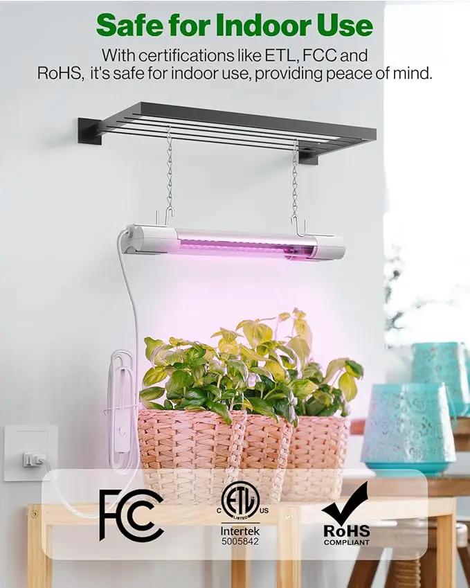 Sunco 1ft Grow Light LED, 10W, Full Spectrum, for Seed Starting, Seedling, Indoor Plants, Plug in Suspended Fixture, Link Up to 16, Inline Switch, ETL 2 Pack by GreenHaven Gardens