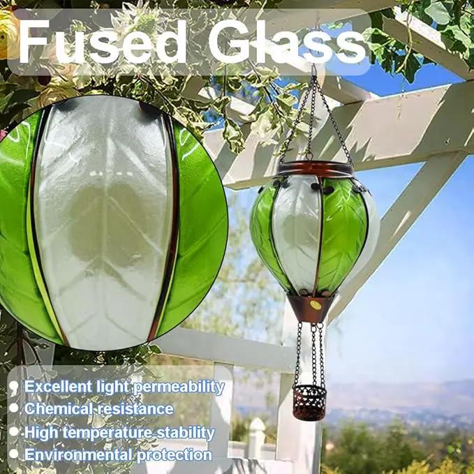 Hot Air Balloon Solar Lantern with Flickering Flame Hanging Solar Lanterns Outdoor Lights Waterproof Lanterns Decorative Garden Patio Yard Party Decor Gray&Light Green by GreenHaven Gardens