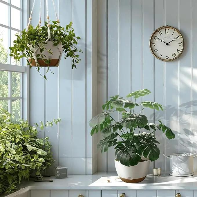 10 Inch Hanging Planters for Indoor Plants,Set of 2 Hanging Pots for Plants with Self-Watering, Outdoor Hanging Plant Pot with Drainage and 2 Kinds of Hanging Baskets Hangers for Home Decor and Garden by GreenHaven Gardens
