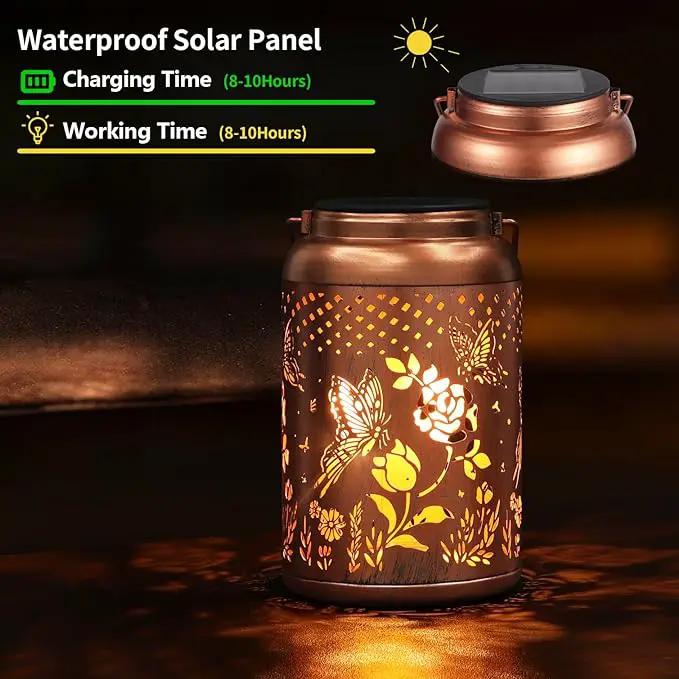 Rose Butterfly Decoration Solar Lanterns Outdoor Waterproof Garden Decor Gifts for Women Mon Grandma Metal Hanging Solar Lights for Outside LED Lanterns for Yard, Patio by GreenHaven Gardens