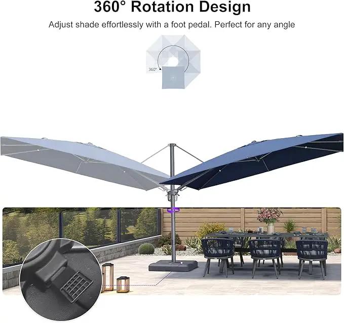PURPLE LEAF 11.5' X 8' Left-right Tilting Outdoor Patio Umbrella Swivel Offset Cantilever Heavy Duty Rectangle Aluminum Umbrella with UV Resistant for Deck Pool Patio Backyard, Ocean Slate by GreenHaven Gardens
