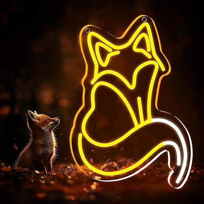 Fox Neon Signs, Fox LED Light for Wall Decor, Dimmable Neon Fox Sign Animal Sign for Fox Lovers Bedroom Living Room Bar Club Art Decor Gifts(14.2 x 9.4 inches) by GreenHaven Gardens