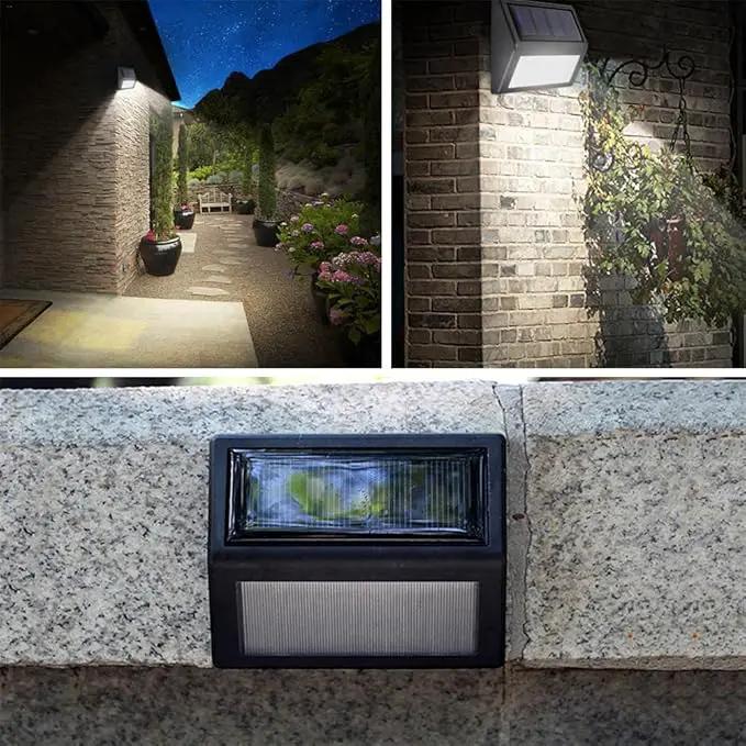 Solar Lights Outdoor, Waterproof Solar Powered Deck Step Lights for Patio Garden Backyard Garage Driveway Pathway Outside Wall Lighting (Cool White/4 Pack) by GreenHaven Gardens
