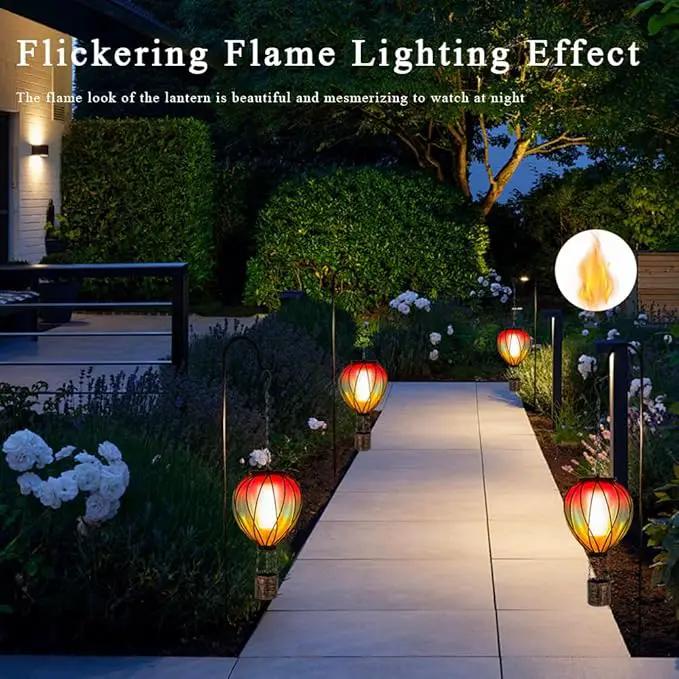 Hot Air Balloon Solar Lantern, 2 Pcs Solar Hot Air Balloon with Flickering Flame, Hanging Outdoor Lantern Waterproof Decor for Patio, Garden, Porch by GreenHaven Gardens