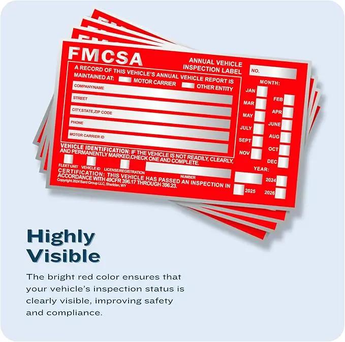 20-Pack DOT Compliant Aluminum Annual Vehicle Inspection Label – Red FMCSA Label with Punch Boxes by GreenHaven Gardens