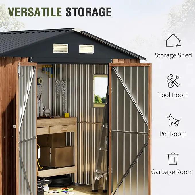 8x6 Ft Storage Shed, Large Outdoor Shed with Window, Lockable Doors, Outside Steel Shed for Garden, Backyard, Lawn, Patio Utility, Tool Storage by GreenHaven Gardens