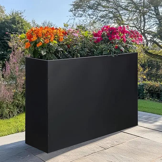 SUNNYPARK Large Metal Planter Box 32”x 12”x 24”, Rectangular Modern Black Metal Planter Box Heavy Duty with Drainage Holes for Outdoor Garden Patio by GreenHaven Gardens